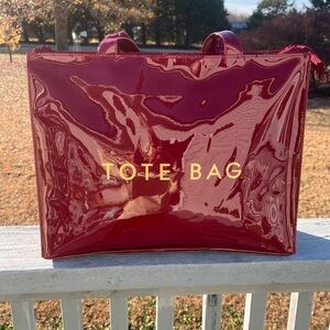 Tote Bag shiny Red Patent Leather look New‎